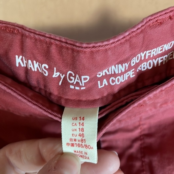 GAP Rust Khaki Skinny Boyfriend Shorts Flat Front Cuffed Shorts Size‎ 14 - Picture 4 of 7